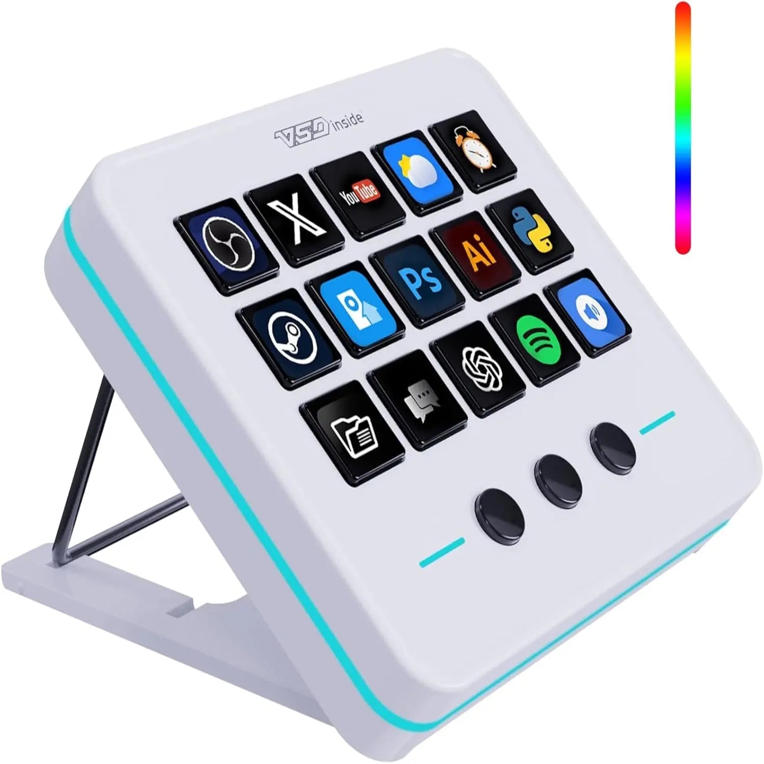Macro Keypad, Stream Controller Deck Gaming Streaming Shortcut Keyboard, 18 Programmable Keys Customizable Visual AI Pad USB Soundboard for OBS, Youtube, Desk Office Setup, Laptop, PC, Mac