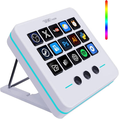 Macro Keypad, Stream Controller Deck Gaming Streaming Shortcut Keyboard, 18 Programmable Keys Customizable Visual AI Pad USB Soundboard for OBS, Youtube, Desk Office Setup, Laptop, PC, Mac