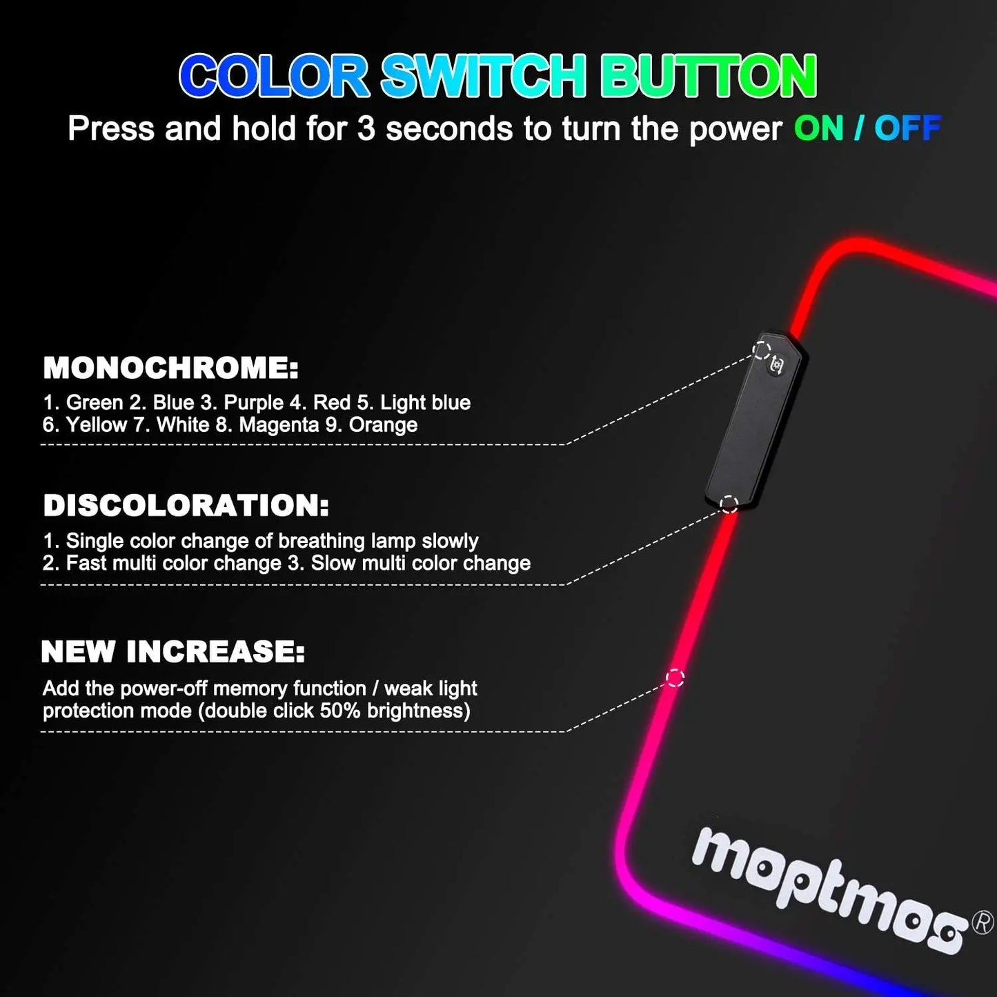 RGB Gaming Mouse Pad Anime Dragon Mousepad